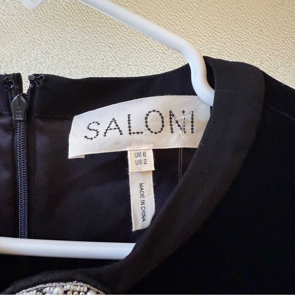 SALONI Camille Velvet Bow Embellished Jumpsuit in Black Sz 2 US - Picture 6 of 8